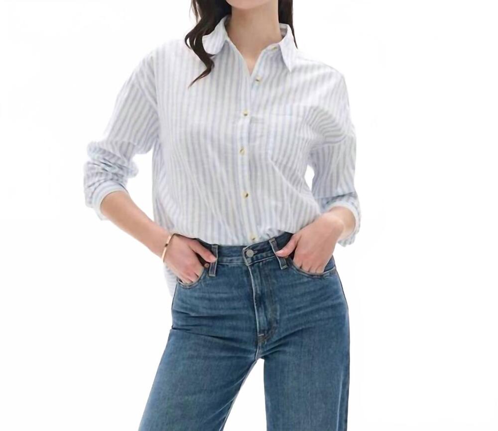 NEW HATLEY relaxed button down shirt in cashmere blue stripes